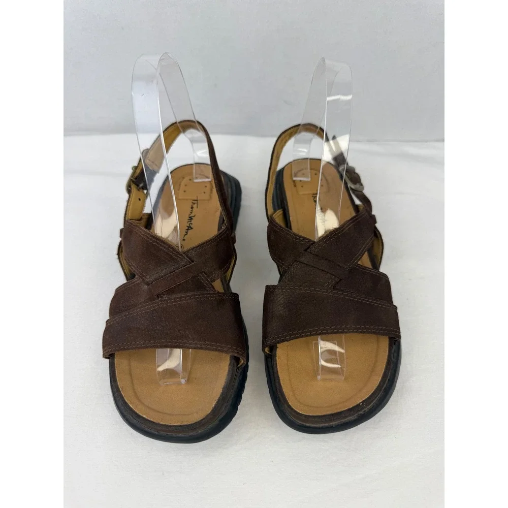 Thom McAn Womens Brown Leather Strappy Slingback Sandals Size‎ 7.5 21882